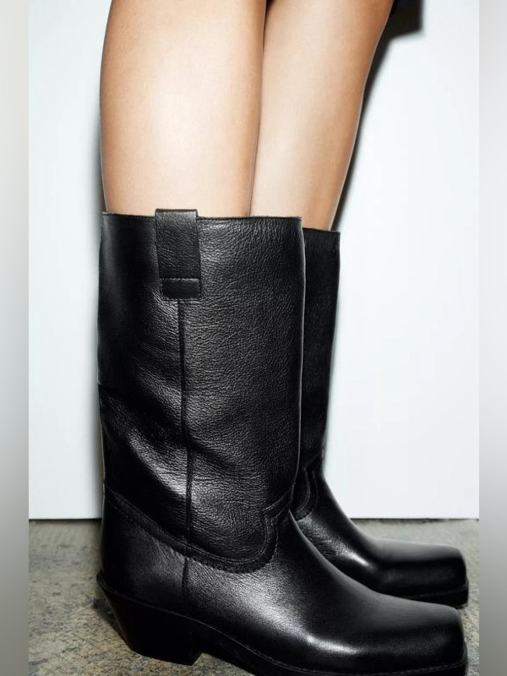 Zara Leather Cowboy Ankle Boots Black New!
Size 6 1/2